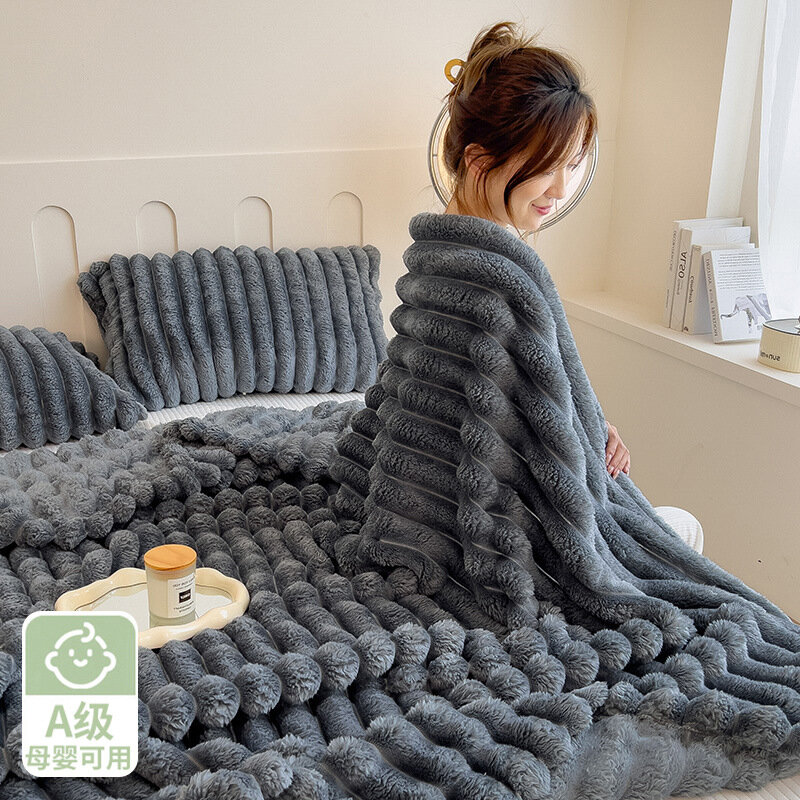 Молочное бархатное одеяло толстое зимнее утолщенное плюшевое одеяло с кроликом для офиса коралловое бархатное домашнее одеяло для дивана