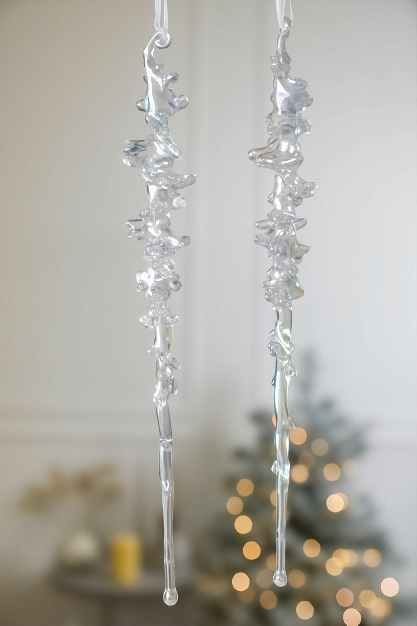 Набор ёлочных украшений сосульки 'шарин', акрил, 26 см, 2 шт, Winter Deco 1000332