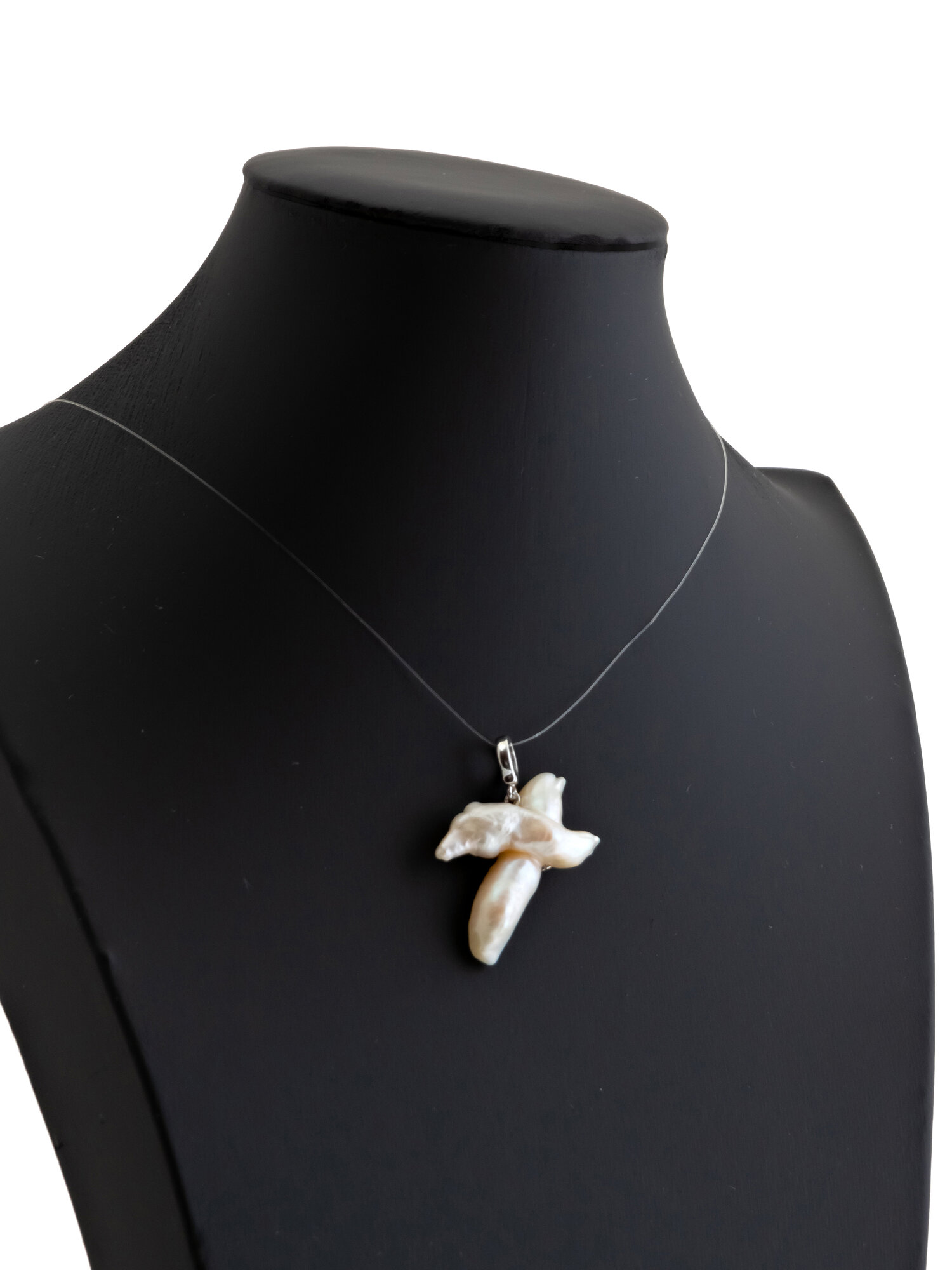 Подвеска ЖемАрт, жемчуг пресноводный культивированный, жемчуг культивированный, белый/серебристый — фото 1