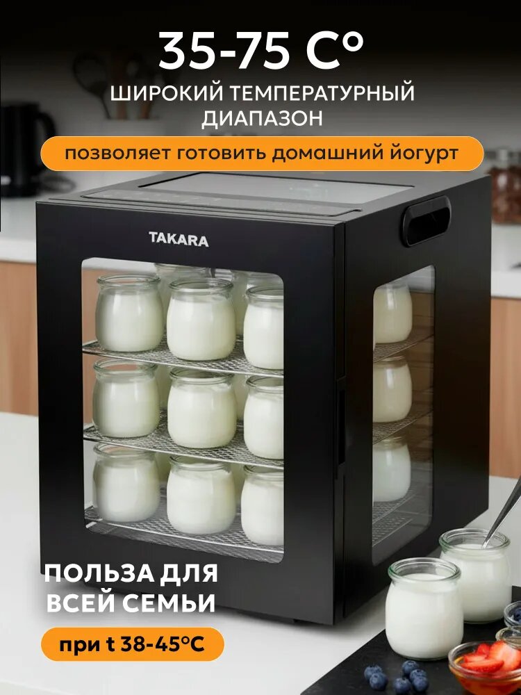 Сушилка для овощей и фруктов TAKARA DF-15 / Дегидратор с 12 поддонами, 27 литров, 12 автопрограмм — фото 1