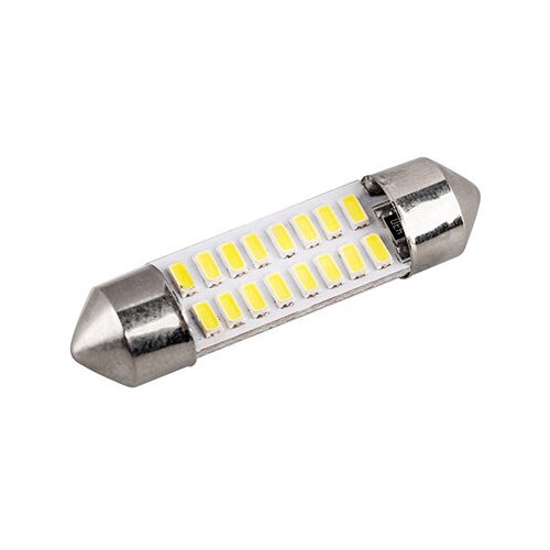 Автолампа диод T11(C5W) 12V 16SMD диодов 1-конт 36мм Белая SKYWAY Салон, номер