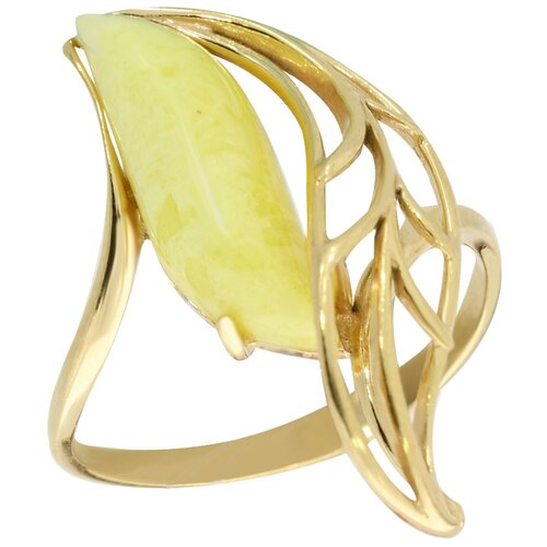 фото Кольцо из золочёного серебра янтарная волна я820193п-б с янтарём diamant-online