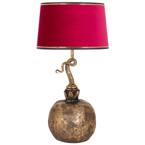 Настольная лампа BOGACHO Гранат бронзовая с красным абажуром Тюссо