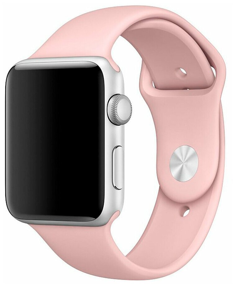 Силиконовый ремешок для Apple Watch series 1-6, SE 42-44mm, 7 45mm / Браслет премиум качества для Эпл Вотч серии 1-6, СЕ 42-44мм, 7 45мм (Pink Sand)