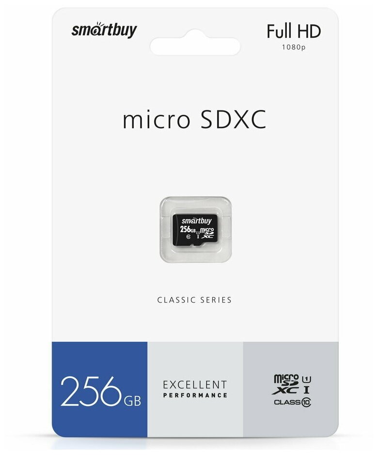 Micro SDXC карта памяти Smartbuy 256GB Class 10 UHS-1 (без адаптеров)