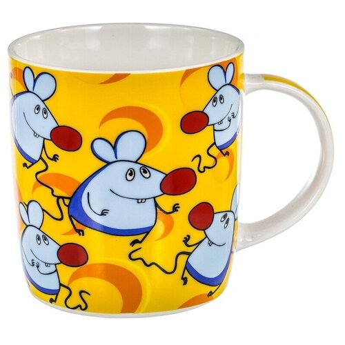 Кружка Забавные мышата 380 мл, для чая, для кофе, фарфоровая, прикольная