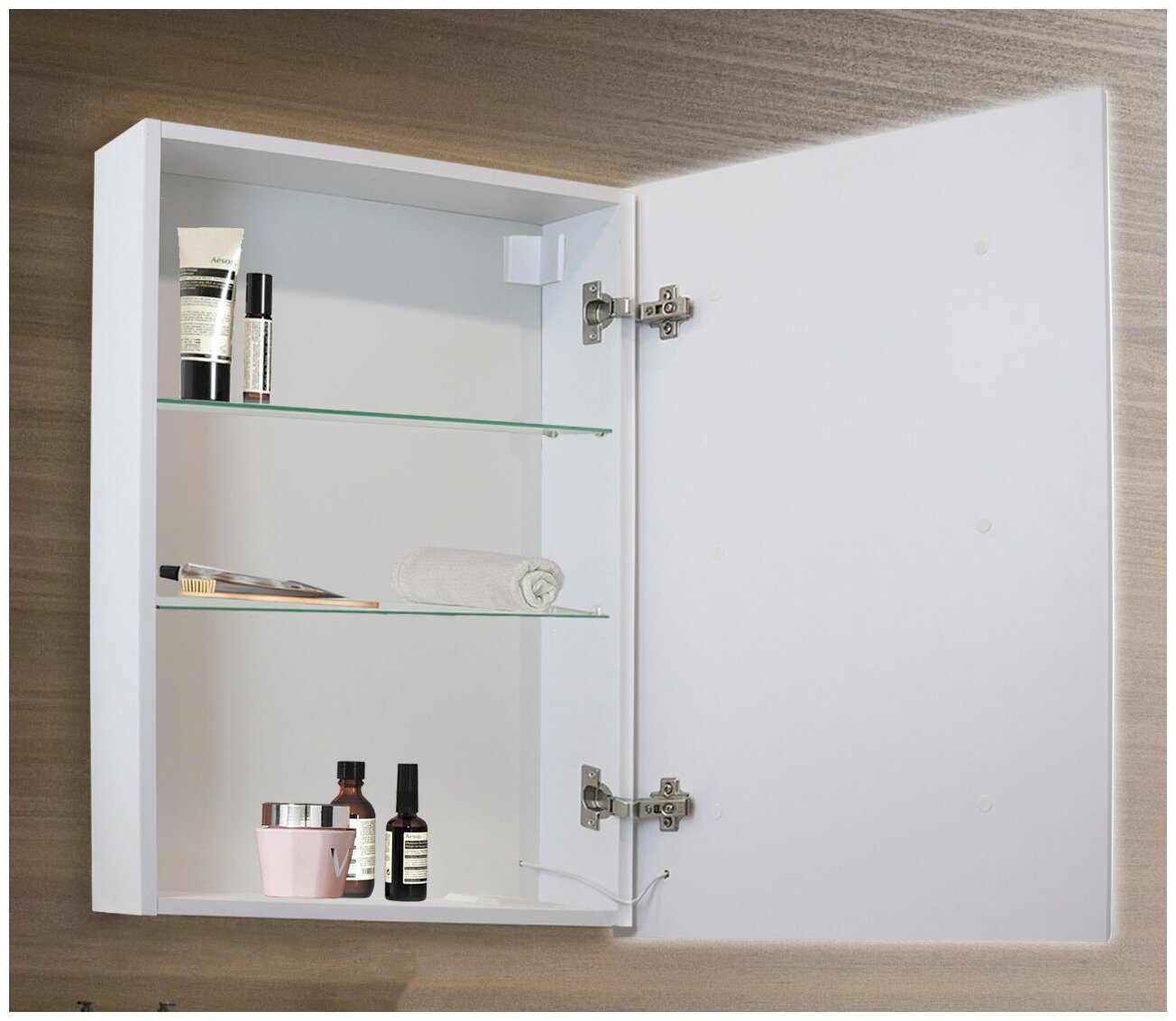 Зеркало-шкаф Эльба 54 часы, новый LED Comfort, сенсор - фотография № 7