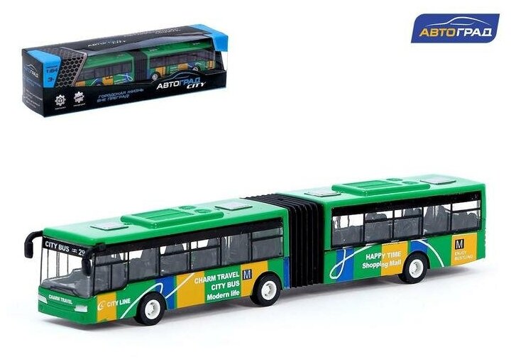 Автоград Автобус металлический "Городской транспорт", инерционный, мас1:64, цв. зеленый№SL-2509