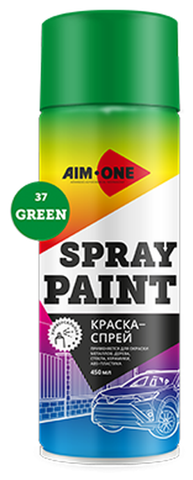Краска-спрей зеленая Spray paint green AIM-ONE 450 мл (аэрозоль) SP-GR37