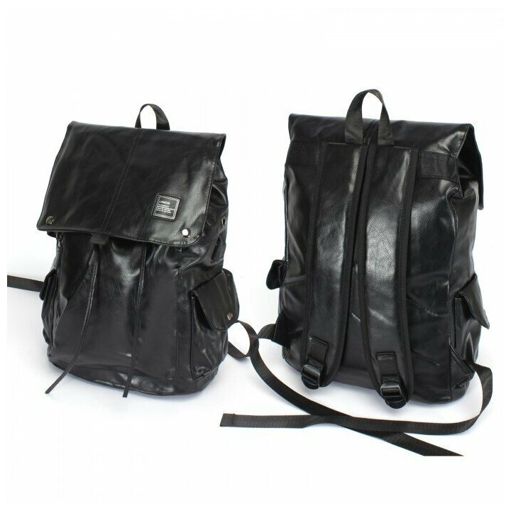 Рюкзак муж искусственная кожа Lanchi-8003 (USB-заряд), 1отд, 4внеш, 2внут/карм, черный 239245