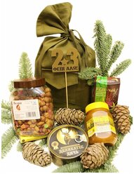 Вещмешок -подарочный набор из орехов, тушенки, чая и меда для мужчин Белка, 1500 гр