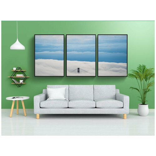 фото Набор модулных постеров для интерьера "мост, облака, облачный пейзаж" 60x90 см. в тубусе, без рамки lotsprints