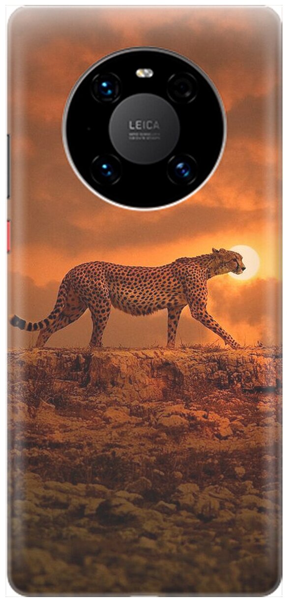 Силиконовый чехол на Huawei Mate 40 Pro, Хуавей Мейт 40 Про с принтом "Закатный гепард"