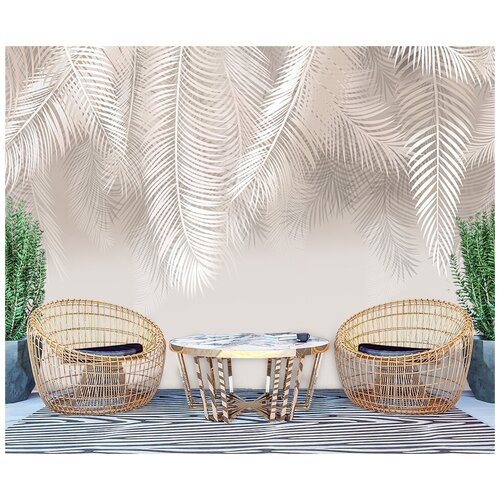 Латексные флизелиновые фотообои Бежевые пальмовые листья