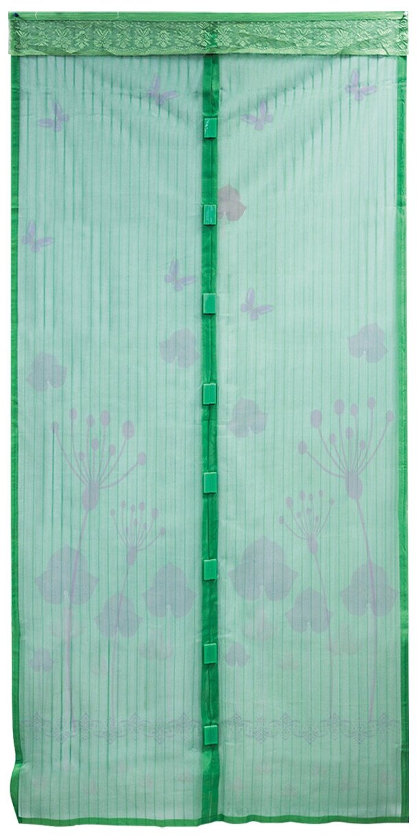 Сетка антимоскитная дверная на магнитах 210*100см, цвет зеленый - фотография № 1