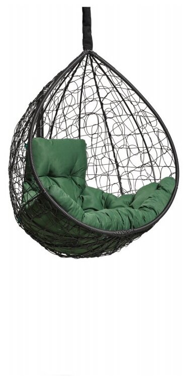 Подвесное кресло-кокон SEVILLA COMFORT черный + каркас (зеленая подушка) - фотография № 2