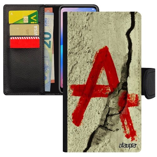 фото Защитный чехол-книжка на смартфон // apple iphone 8 plus // "анархия" стиль anarchy, utaupia, серый