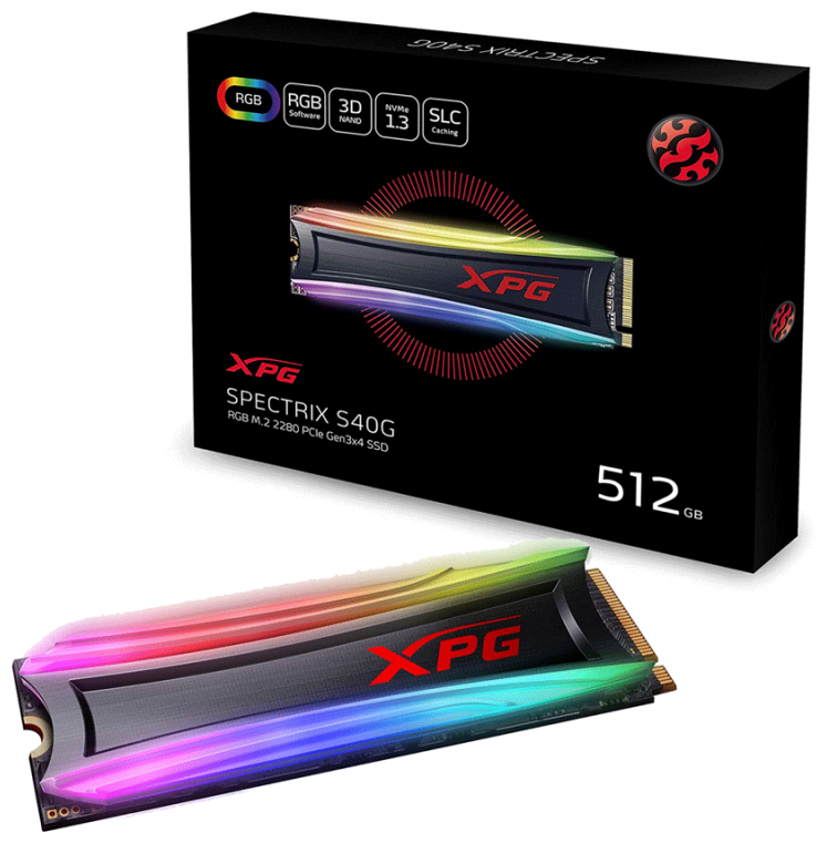 SSD накопитель A-DATA S40G RGB 512ГБ, M.2 2280, PCI-E x4, NVMe - фото №4
