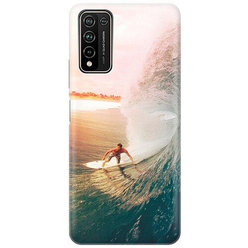 фото Ультратонкий силиконовый чехол-накладка для honor 10x lite с принтом "серфер" gosso