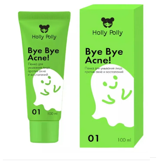 Holly Polly Bye Bye Acne! - Холли Полли Бай Бай Акне! Пенка для умывания лица против акне и воспалений, 100 мл -