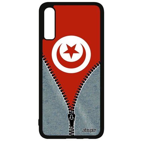 фото Противоударный чехол на мобильный // galaxy a70 // "флаг туниса на молнии" дизайн патриот, utaupia, серый