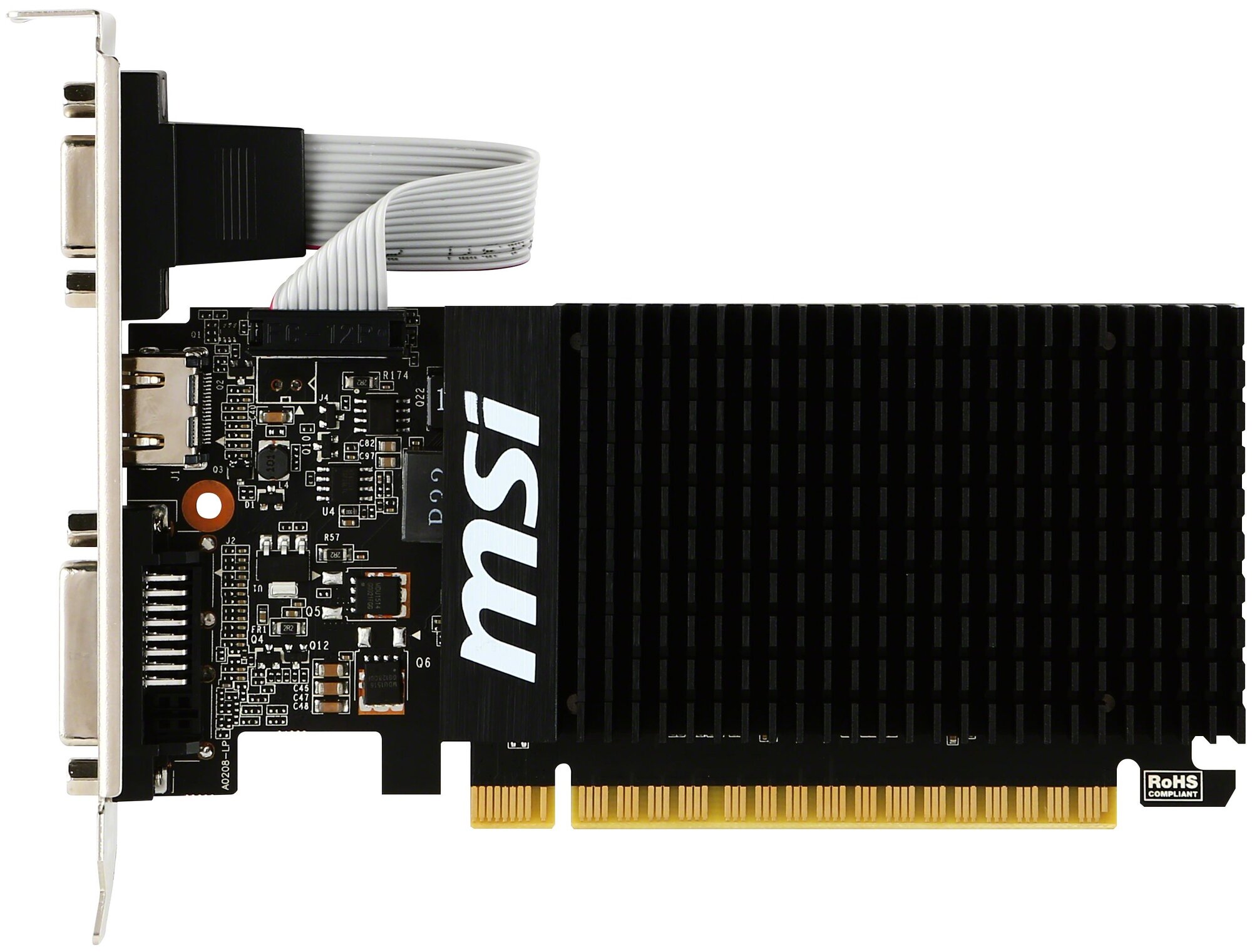 Видеокарта MSI GeForce® GT 710, GT 710 2GD3H LP, 2ГБ, GDDR3, Retail - фото №1