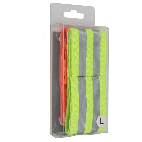 фото Повязка световозвращающая эластичная 45х5см на липучке, в комплекте оранжевая и зелёная светлячок