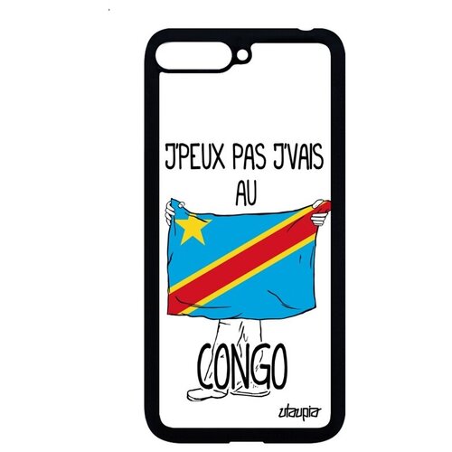 фото Противоударный чехол на смартфон // huawei y6 2018 // "еду в конго киншаса" страна принт, utaupia, белый