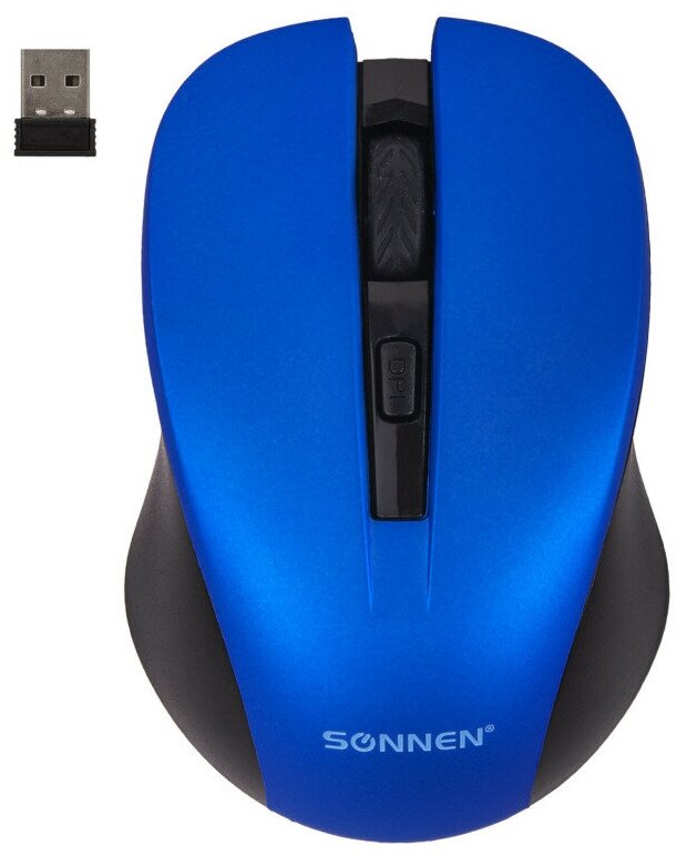 Мышь беспроводная с бесшумным кликом SONNEN V18 USB 80012001600 dpi 4 кнопки синяя 513515 513515