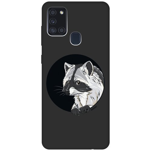 фото Ультратонкий защитный чехол-накладка soft touch для samsung galaxy a21s с 3d принтом "raccon in a hollow" черный gosso