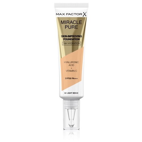 Max Factor Тональный крем Miracle Pure Foundation, SPF 30, 30 мл, оттенок: 32 light beige