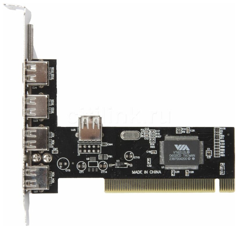 Контроллер USB PCI VIA6212 (4+1) 5xUSB2.0 Bulk