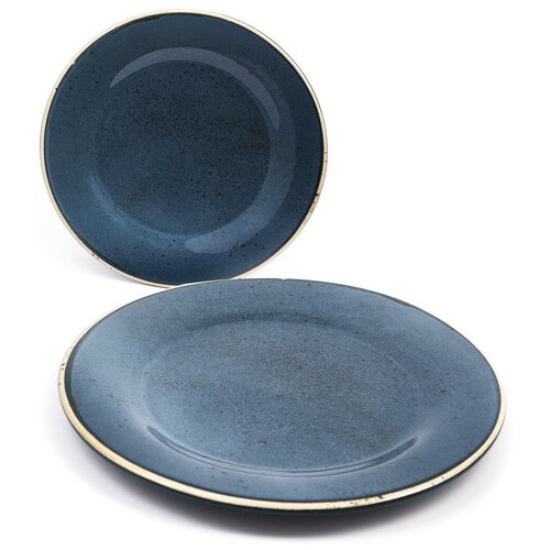 Тарелка Papi Galaxy 26см 2шт./ Набор посуды столовой/ Керамическая/ Можно мыть в ПММ/ Синий
