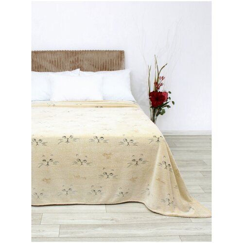 Покрывало Шарм Хлопковый мир, 220*200, бежевый, кот, усики