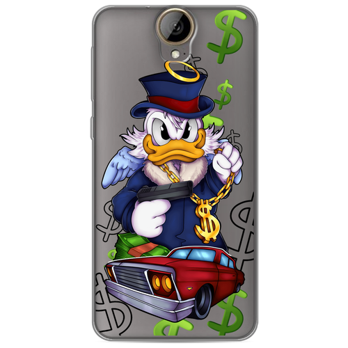 Силиконовый чехол на HTC One E9 Plus / Эйчтиси One E9 Plus Scrooge McDuck with a Gold Chain, прозрачный