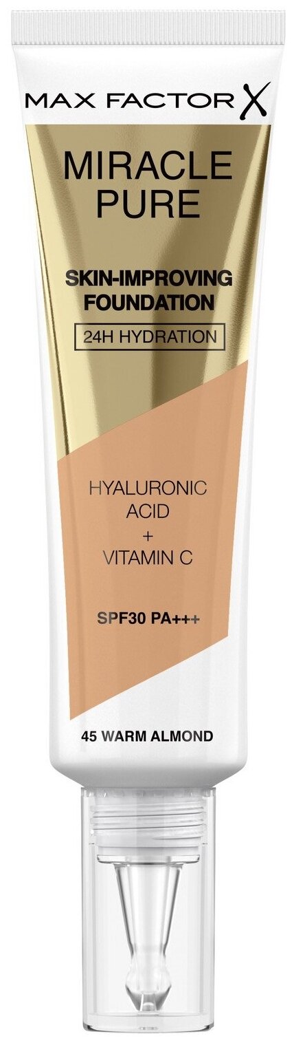 Max Factor Тональный крем Miracle Pure Foundation, SPF 30, 30 мл, оттенок: 45 Warm Almond