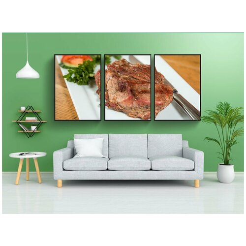 фото Набор модулных постеров для интерьера "стейк, мясо, телятина" 60x90 см. в тубусе, без рамки lotsprints