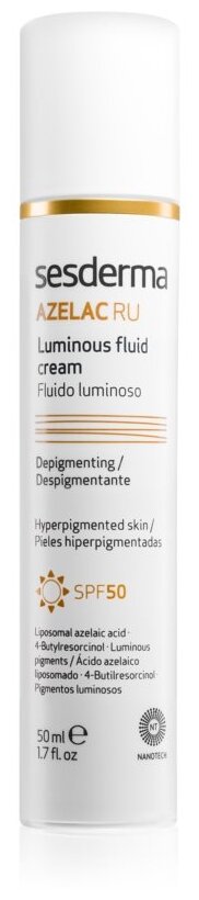 SesDerma Azelac RU Luminous fluid cream SPF50 флюид для сияния кожи лица