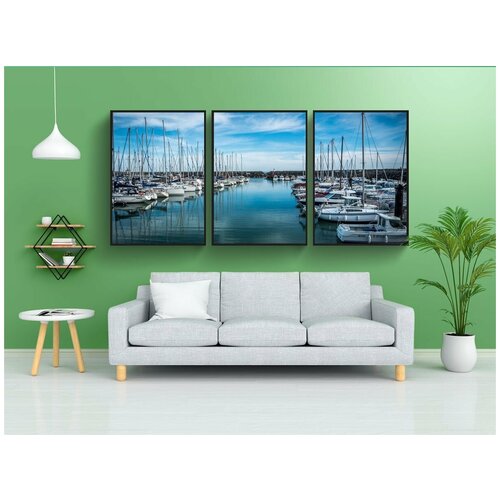 фото Набор модулных постеров для интерьера "яхта, убежище, море" 60x90 см. в тубусе, без рамки lotsprints