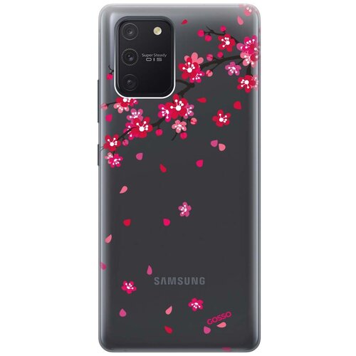 ультратонкий силиконовый чехол накладка transparent для samsung galaxy s10 lite с 3d принтом hello camomiles Ультратонкий силиконовый чехол-накладка Transparent для Samsung Galaxy S10 Lite с 3D принтом Sakura