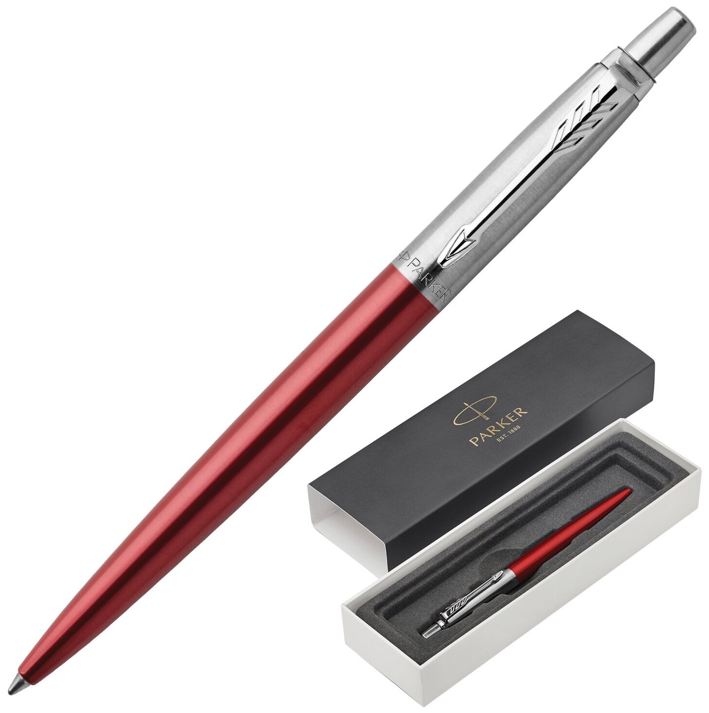 Ручка шариковая PARKER «Jotter Core Kensington Red CT», корпус красный, хромированные детали, синяя, 1953187