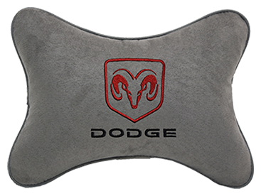 Автомобильная подушка на подголовник алькантара L.Grey с логотипом автомобиля DODGE