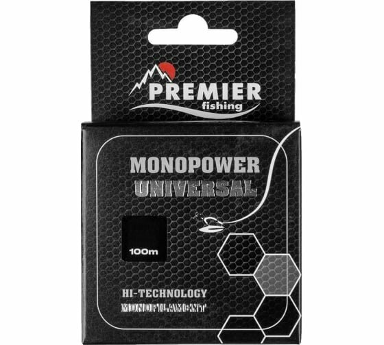 Леска Preмier fishing MONOPOWER Universal, диаметр 0.4 мм, тест 13.1 кг, 100 м, прозрачная