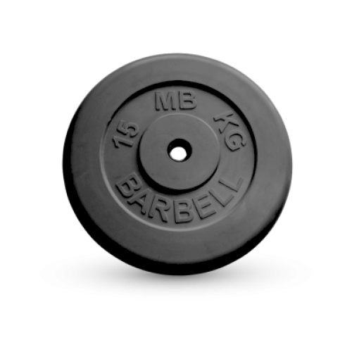 15 кг диск (блин) MB Barbell (черный) 26 мм. 5 кг диск блин mb barbell черный 26 мм