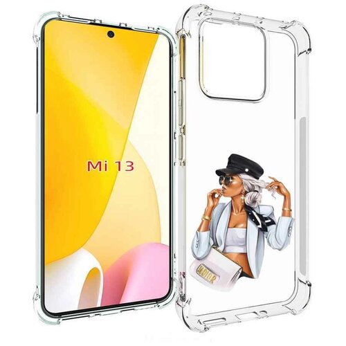 Чехол MyPads девушка-в-белом-с-модной-сумочкой женский для Xiaomi 13 задняя-панель-накладка-бампер
