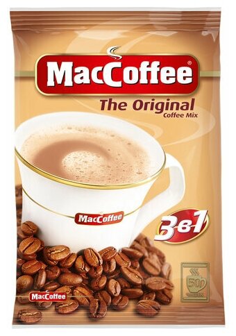 Кофе растворимый порционный MacCoffee "3 в 1 Оригинал", комплект 50 пакетиков по 20 г, 100101