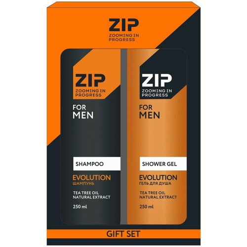 Набор мужской Zip Evolution: гель для душа 250мл, шампунь 250мл