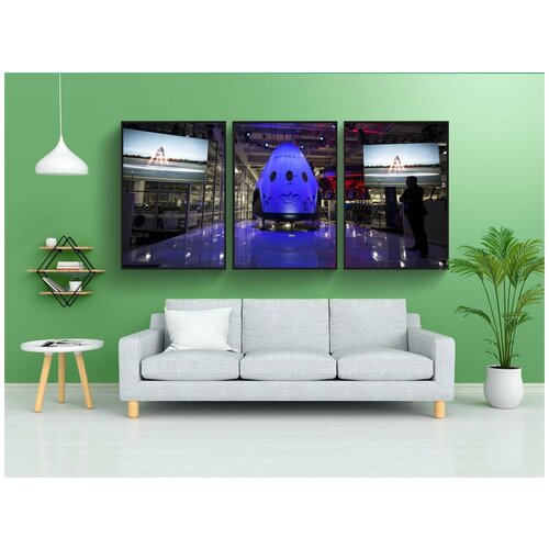 фото Набор модулных постеров для интерьера "космический корабль, spacex, космический модуль" 60x90 см. в тубусе, без рамки lotsprints