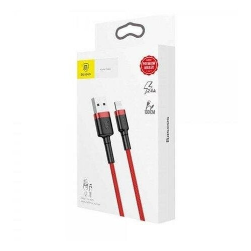 Кабель USB Lightning 1M 2.4A Cafule Cable Baseus красный с черным CALKLF-B09