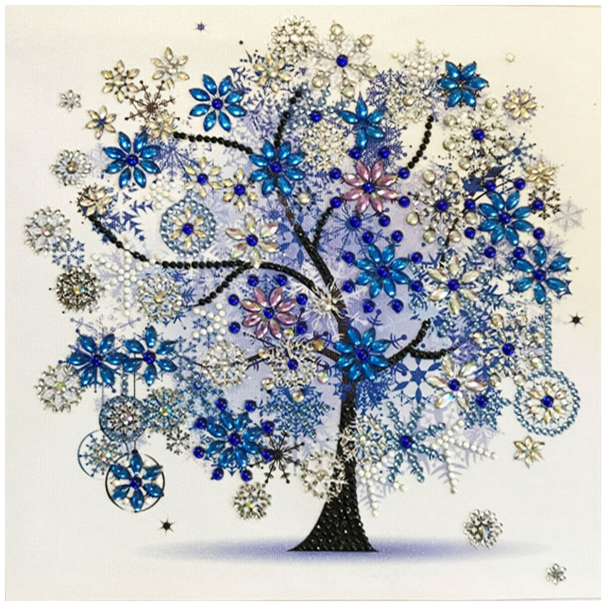 "Зимнее дерево"(цена производителя). Алмазная мозаика с декор. элементами 5Д 30х30см каролинка